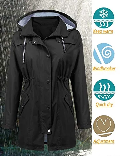 Lomon Impermeable con capucha y cinturón