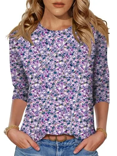 Lomon Pleated Front 3/4 Sleeve Top